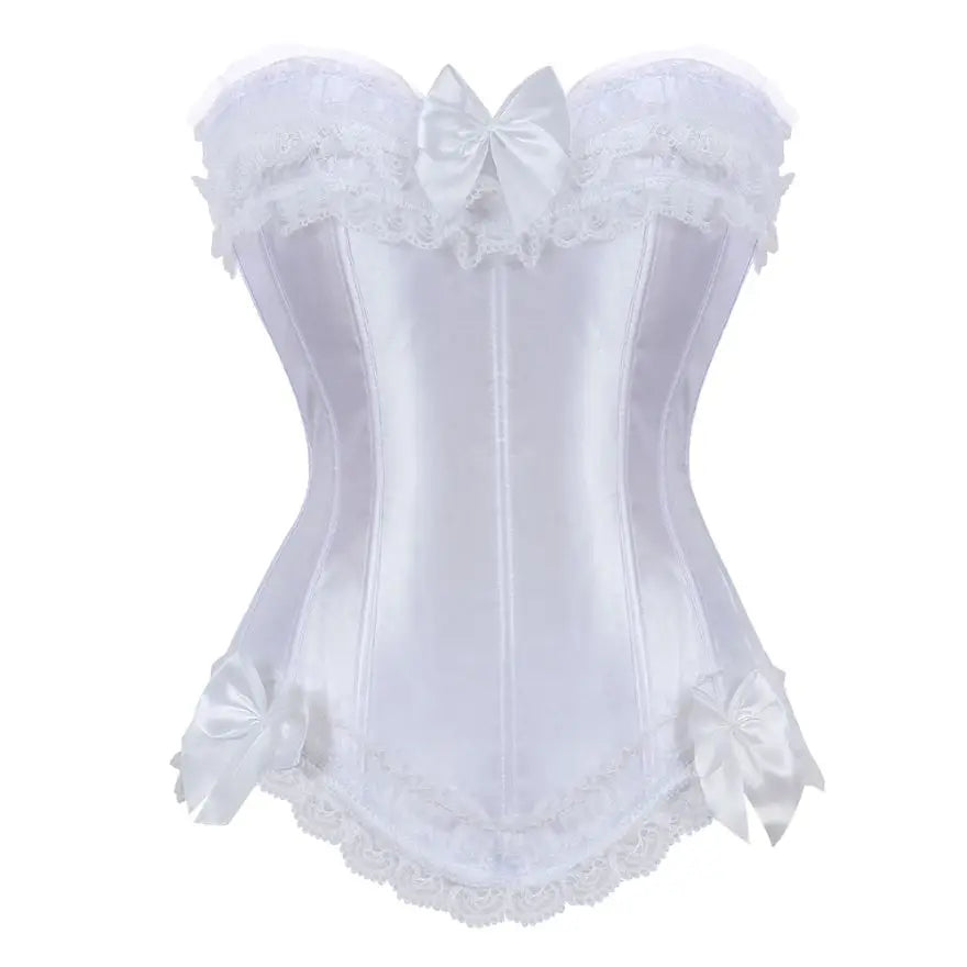 Lace Overlay Boned Overbust Corset Bustier Top Plus Size Body Shaper