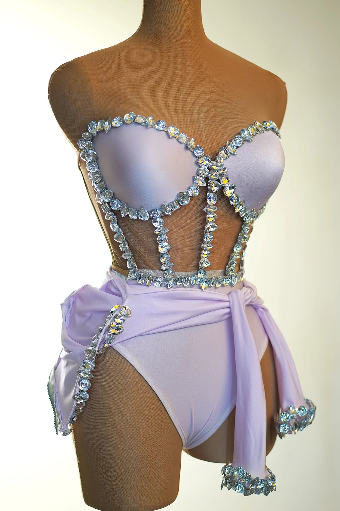 Crystal Tube Top, High-Waist Shorts & Bolero Jacket 3-Piece Performance Costume Set