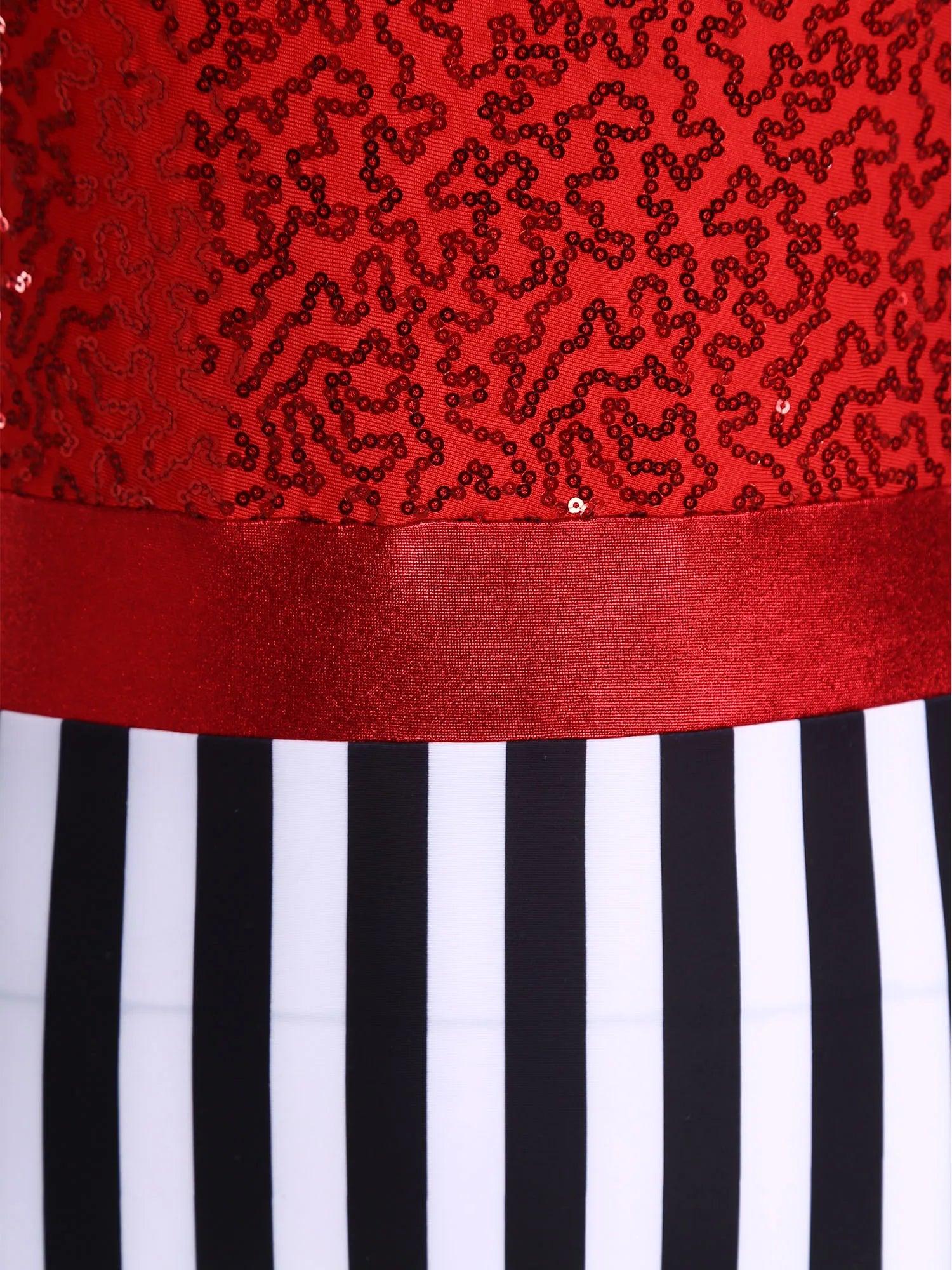 Circus Ringmaster Sequin Striped Bodysuit & Metallic Gloves 2-Piece Stage Costume Set