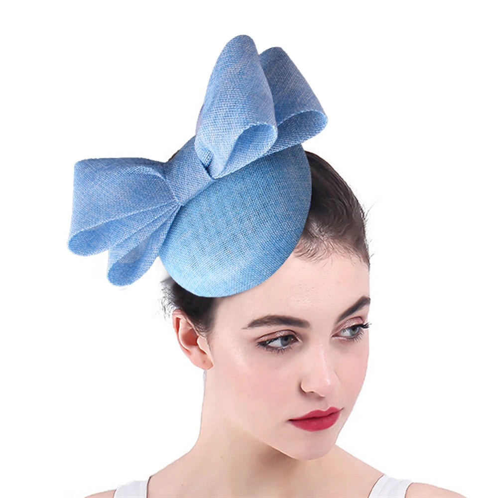 Elegant Sculpted Sinamay Bow Fascinator Headband Kentucky Derby Cocktail Hat