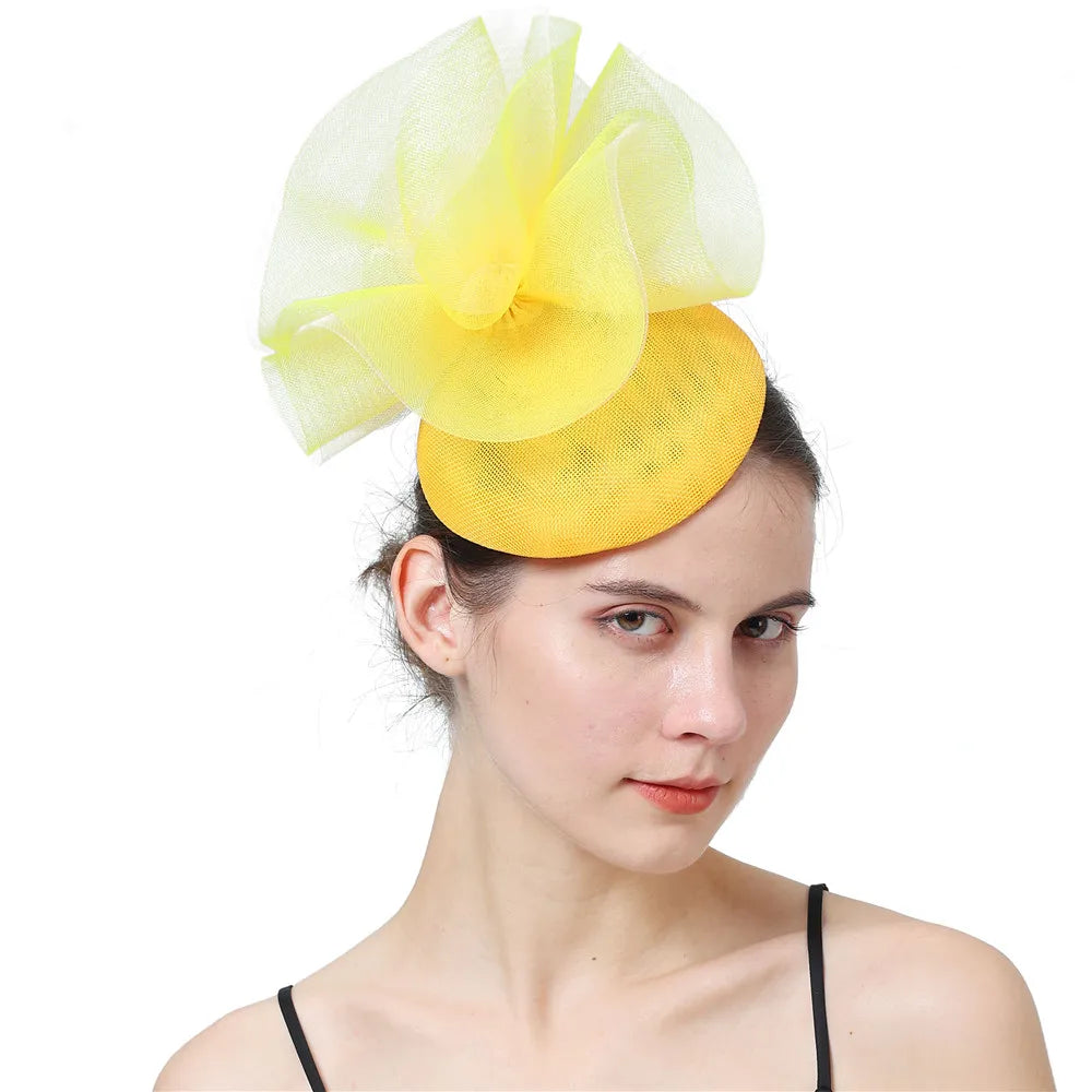 18cm Two-Tone Floral Bow Sinamay Fascinator Kentucky Derby Tea Party Pillbox Hat