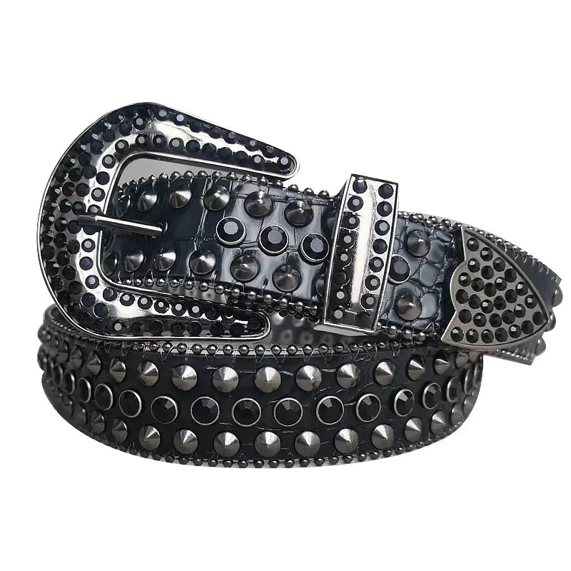 Gem Studded Western Style Fashion Buckle Belt