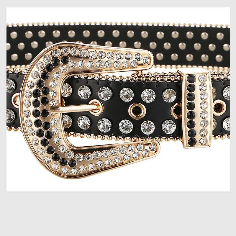 Gem Studded Western Style Fashion Buckle Belt