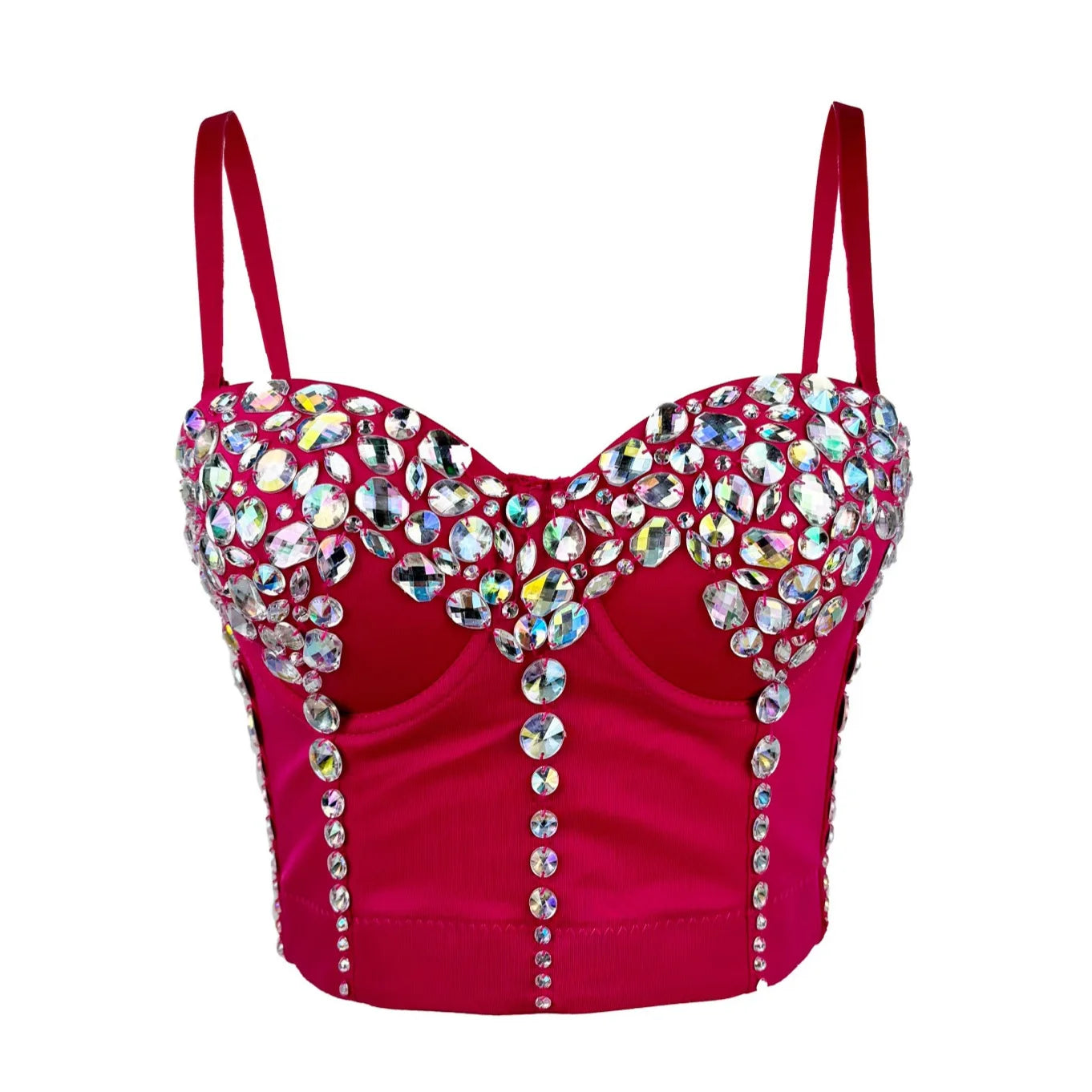 Sparkly Rhinestone Corset Tank Top Showgirl Stage Performance Bra Bustier