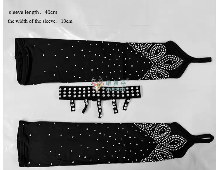 Rhinestone Fringe Dance Sleeves & Accessory Options