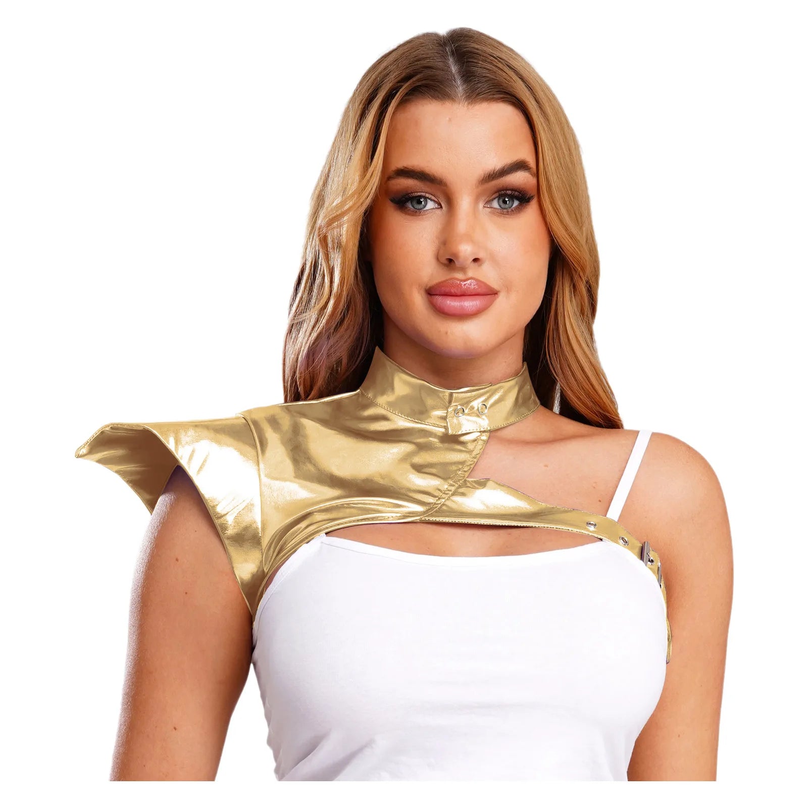 Metallic Gothic Armor Shoulder Shrug Steampunk Pauldron Collar Stage Costume