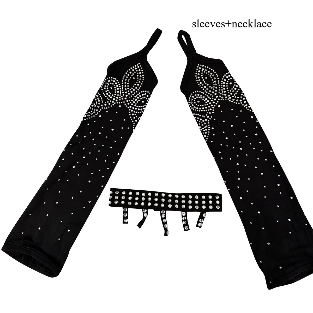 Rhinestone Fringe Dance Sleeves & Accessory Options