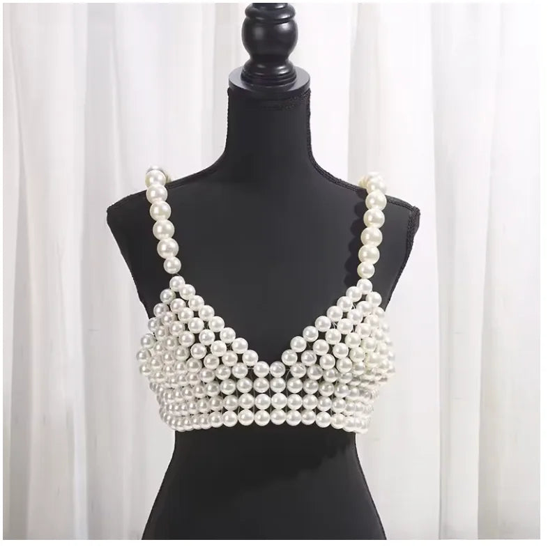 Pearl-Look Beaded Camisole Bra Chain