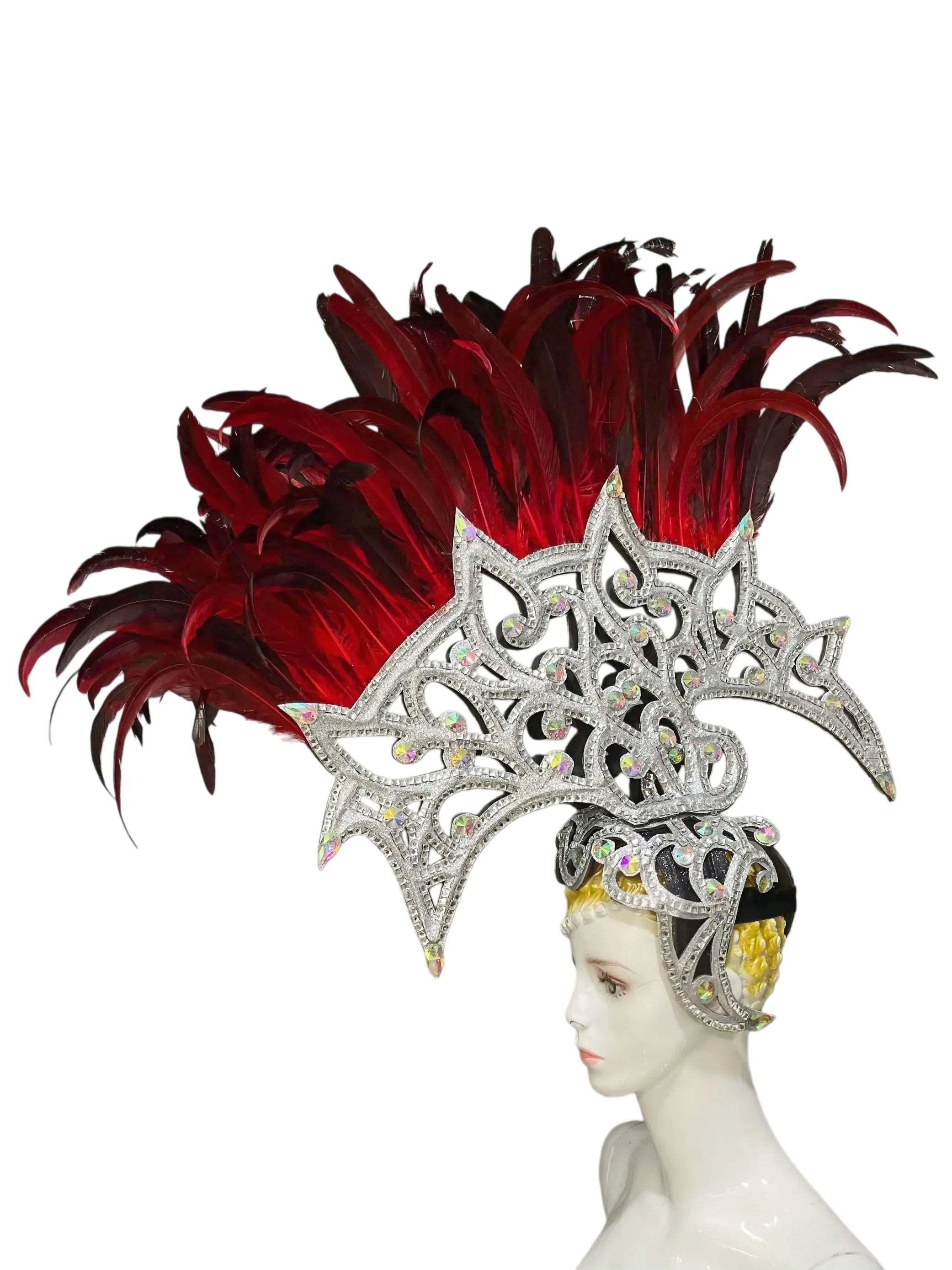 The Stardust Dionysia – Elegant Feathered Samba Carnival & Masquerade Headdress