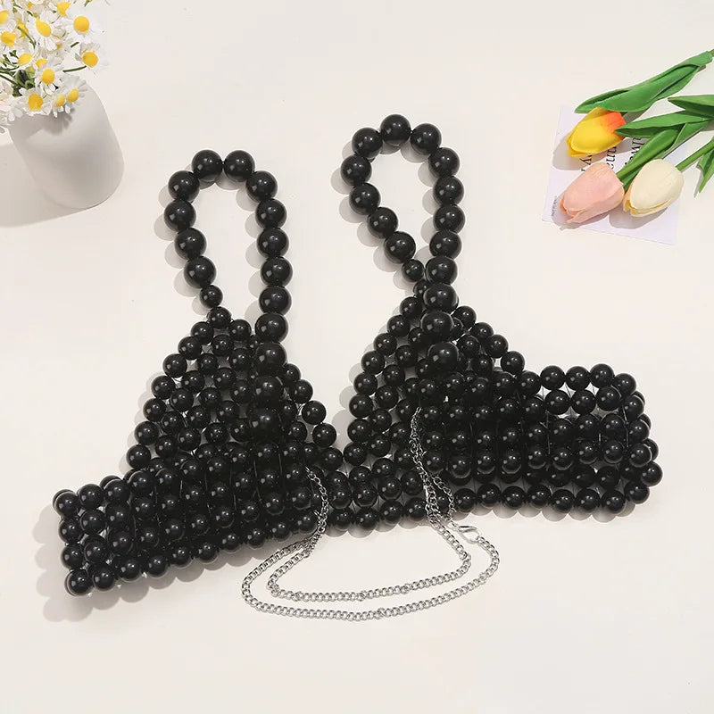 Beaded Pearl-Look Bra Body Chain