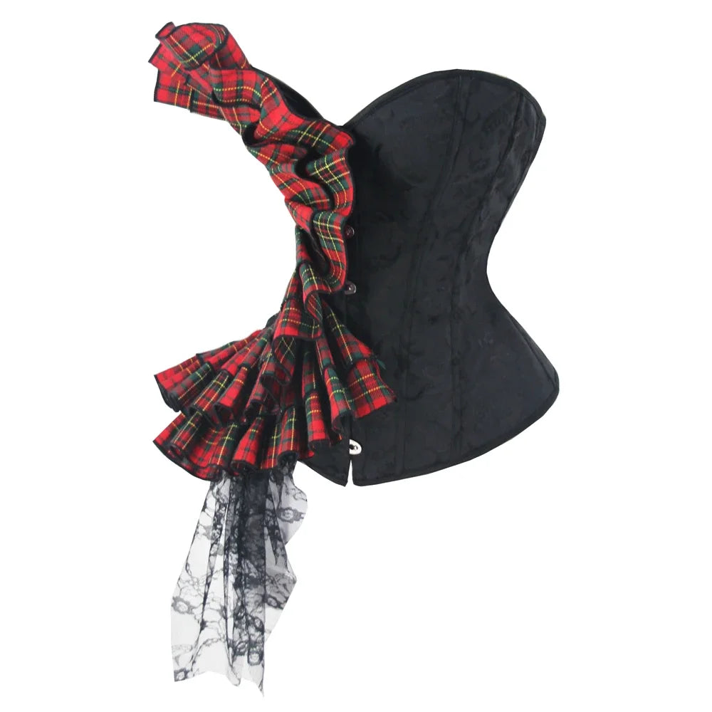Victorian Ruffle Floral Lace Overbust Corset Bustier Body Shaper Top