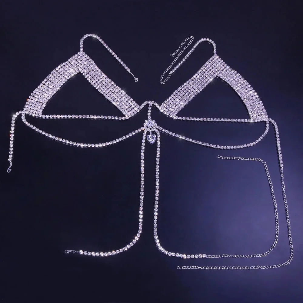 Adjustable Rhinestone Chest Body Chain