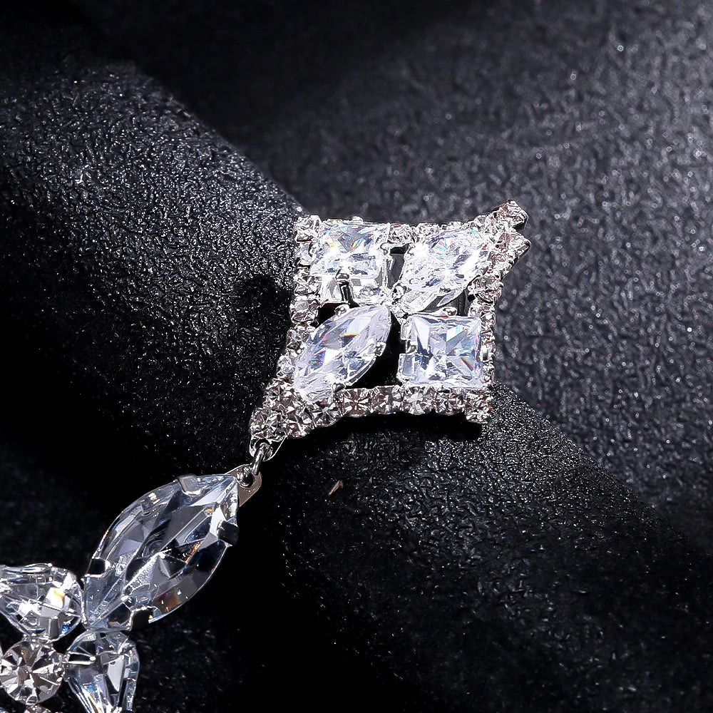Oversized Glass Crystal Diamond Statement Drop Earrings Drag Queen Stage Jewelry