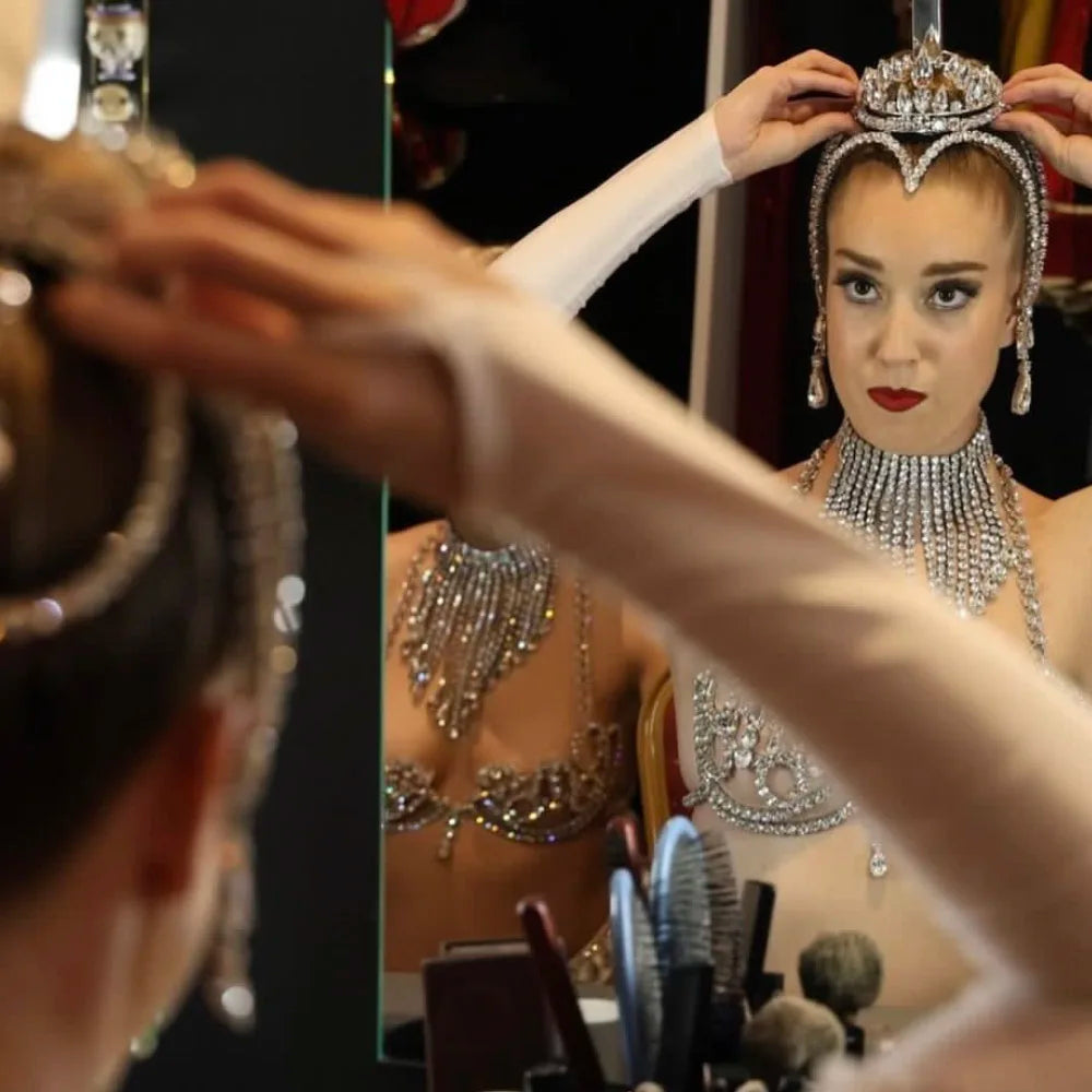 Oversized Crystal Rhinestone High Headpiece Drag Queen Showgirl Crown Accessory
