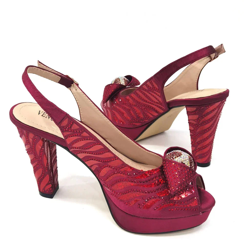 Peep Toe Shoes with Matching Bag Set