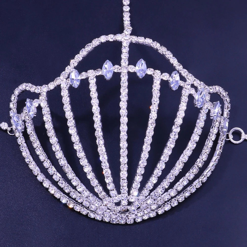 Rhinestone Shell Bra Crystal Chest Body Chain