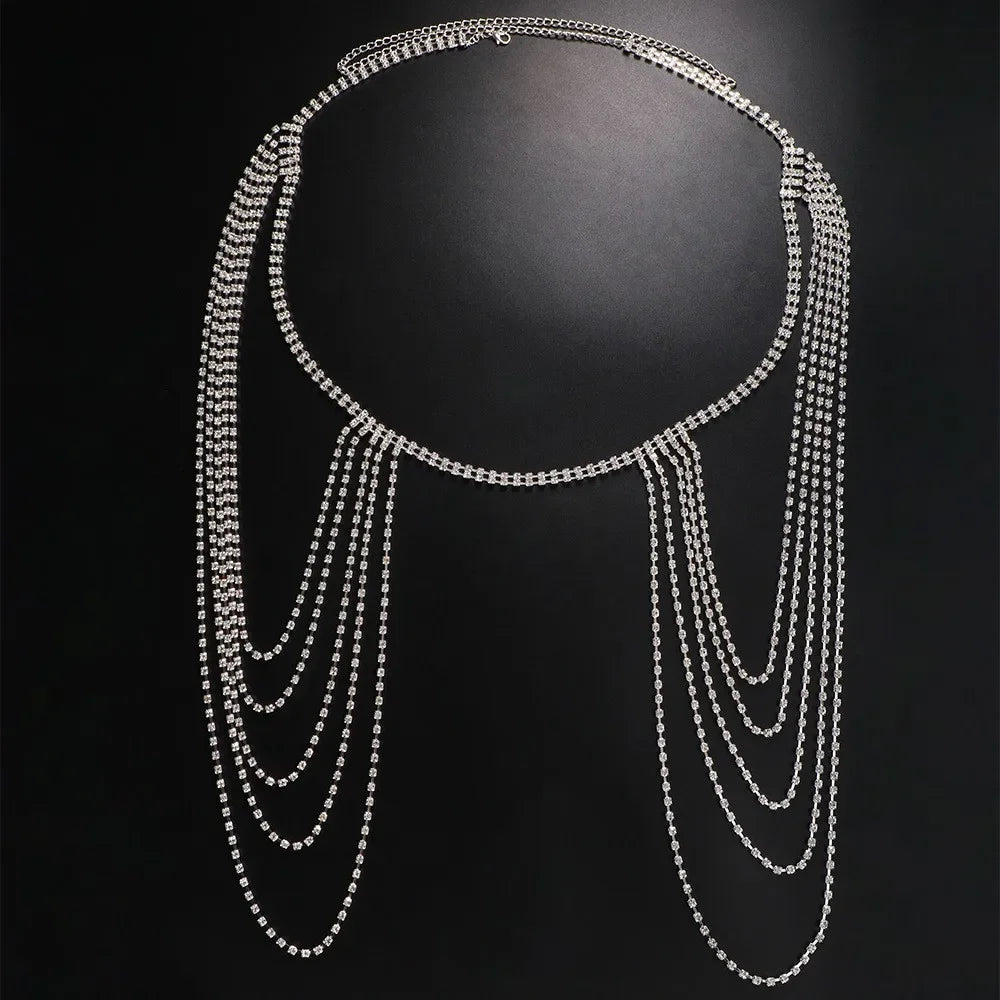 Rhinestone Tassel Bra, Brief & Waist Jewelry