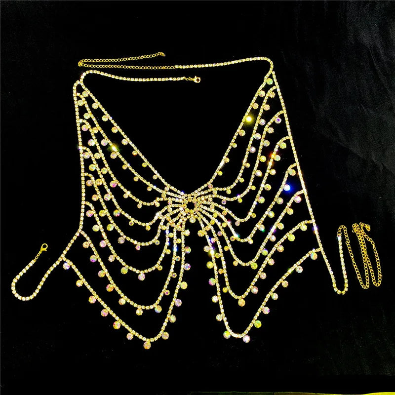Multilayer Crystal Bra & Thong Body Jewelry