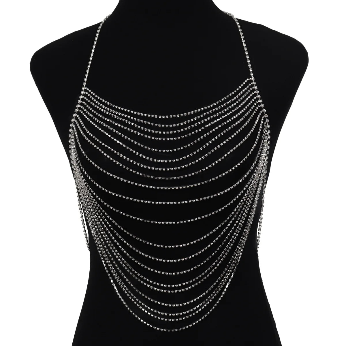 Layered Rhinestone Bra, Waist Chain & Body Jewelry