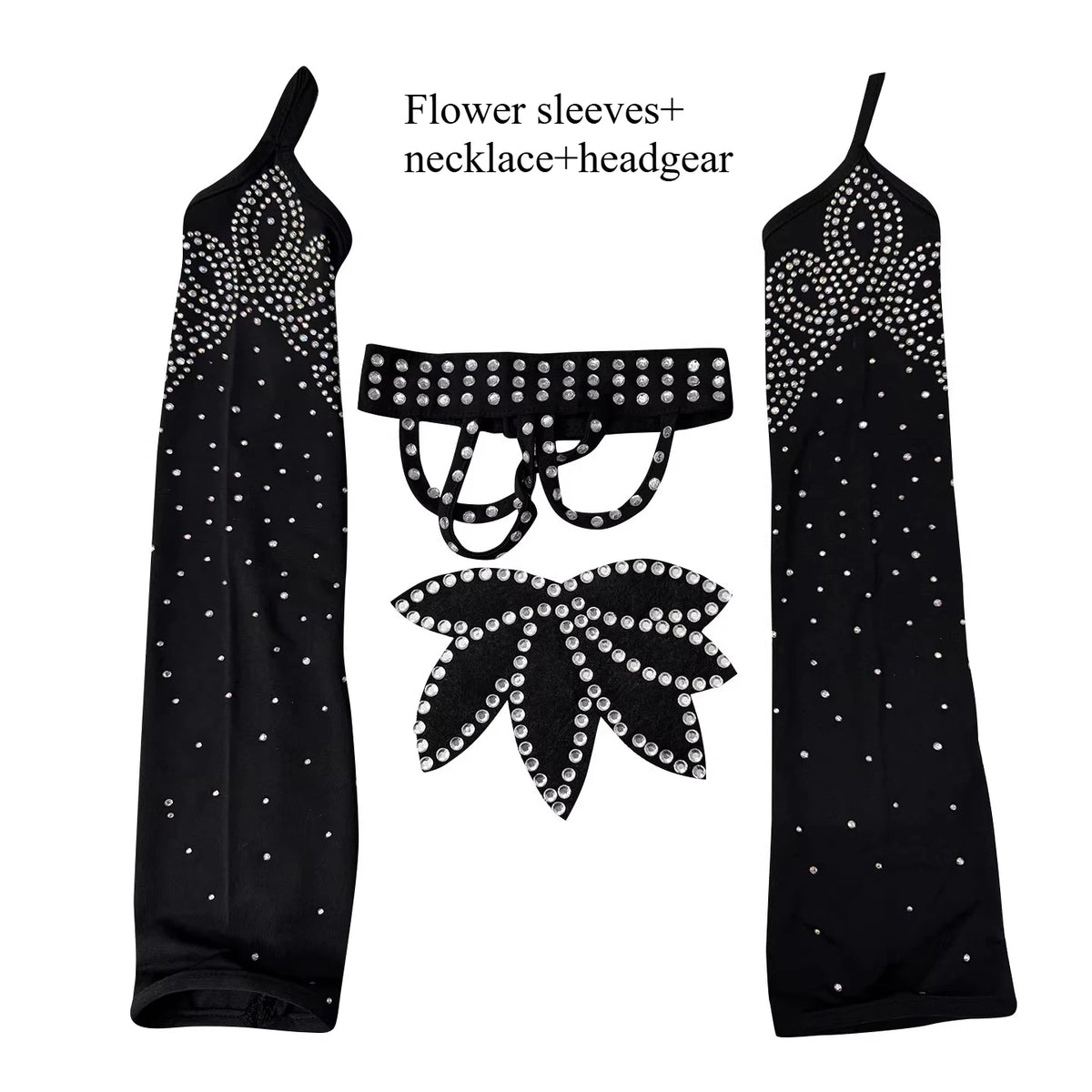 Rhinestone Fringe Dance Sleeves & Accessory Options