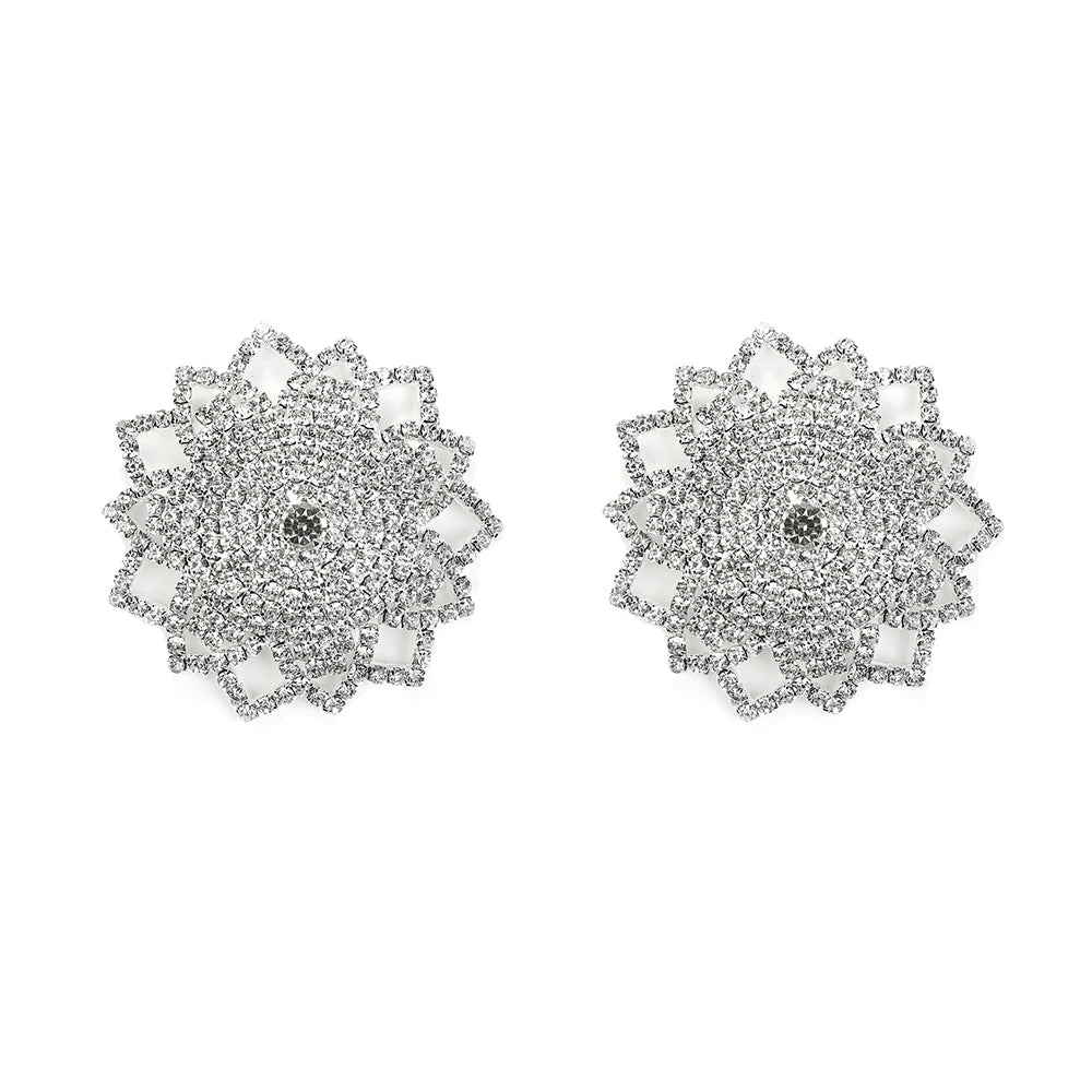 Sparkly Rhinestone Ornate Starburst Reusable Nipple Pasties Self-Adhesive Breast Covers