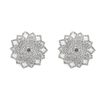 Sparkly Rhinestone Ornate Starburst Reusable Nipple Pasties Self-Adhesive Breast Covers