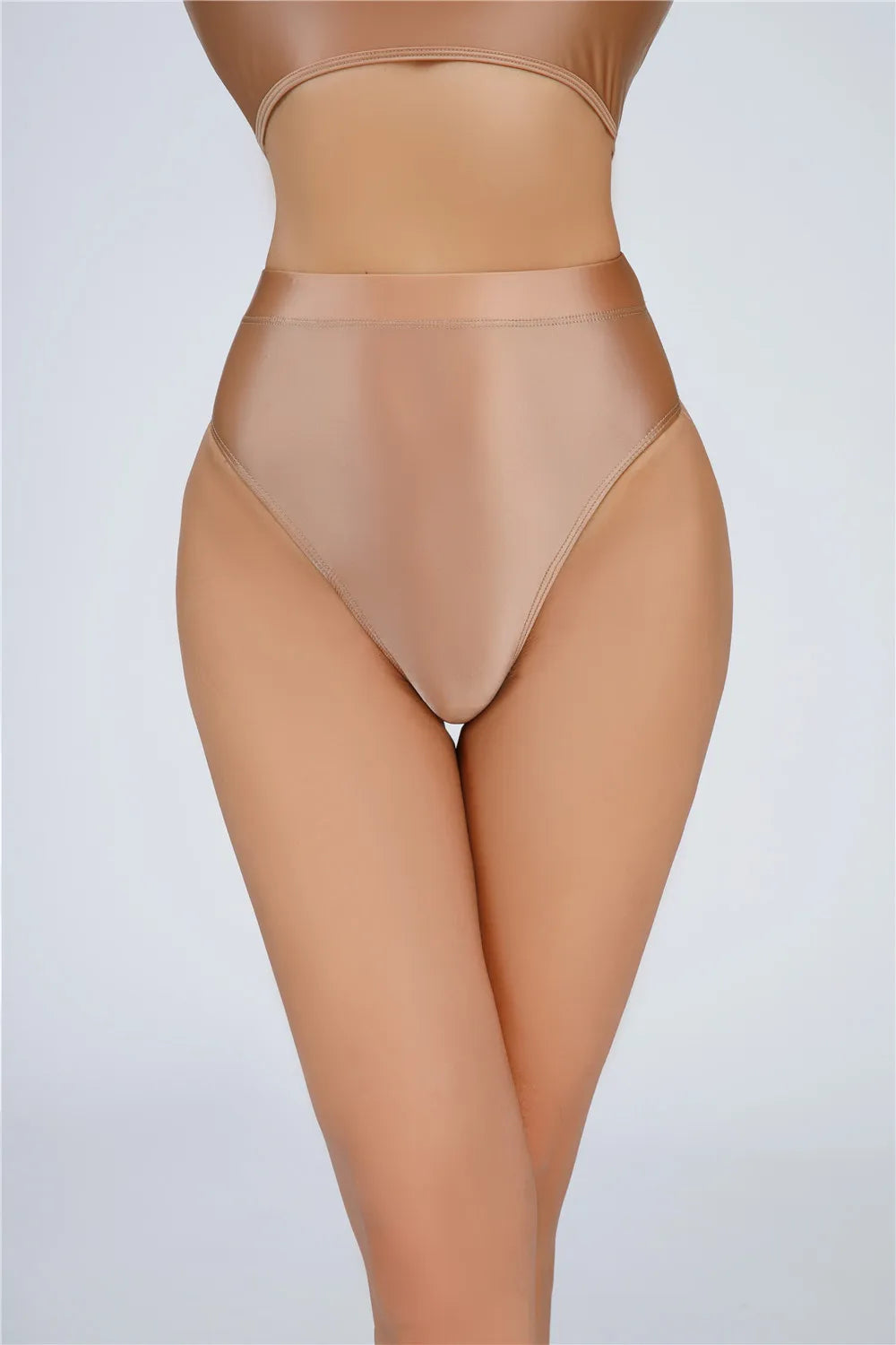 Sexy Women Shiny High Waist G-string Sheer Yoga Shaper Sexy Brief Candy Color Elastic T-Back Oil Glossy Thong UnderWear Dance