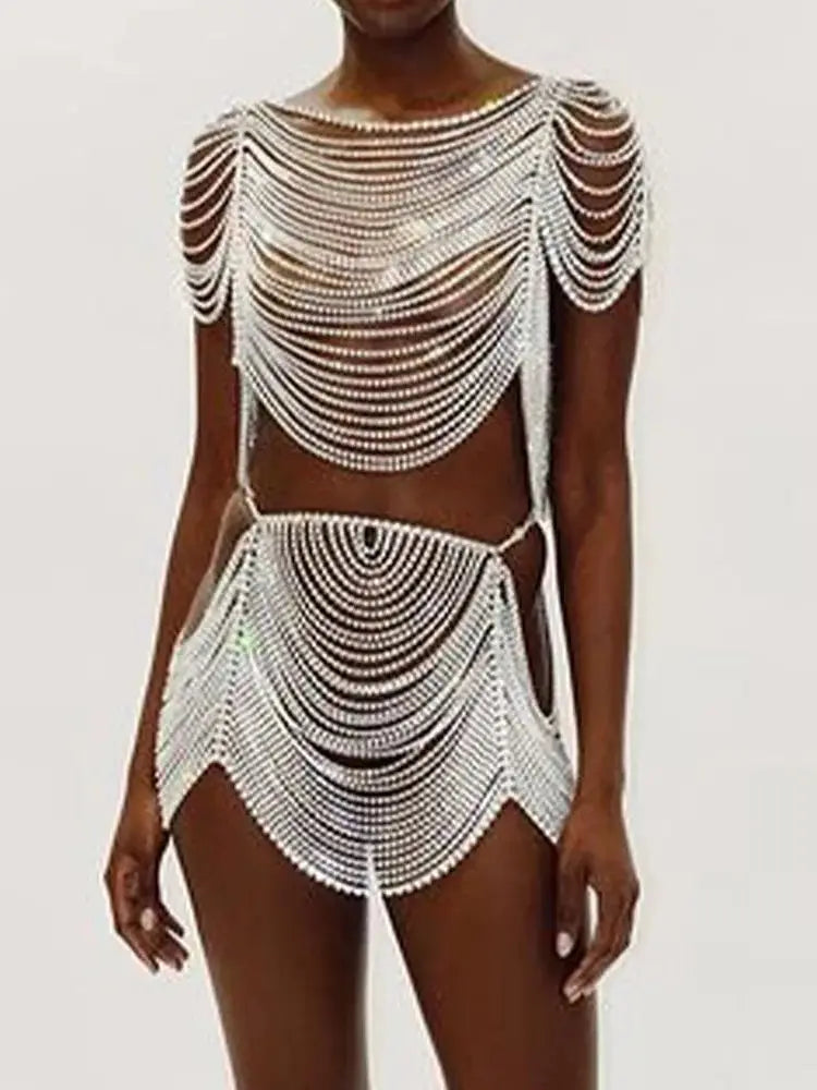 Luxury Style Rhinestone Body Chain Jewelry