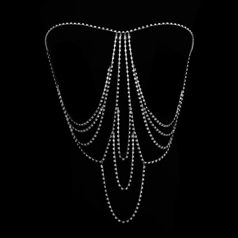 Crystal Bra & Waist Chain Costume Jewelry