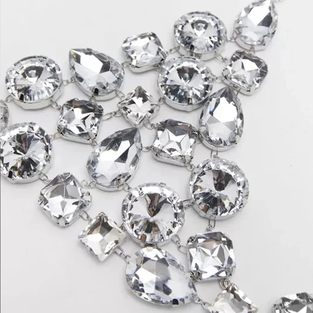 Geometric Rhinestone Bra Chain