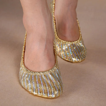Gold Sequin Belly Dance & Gymnastics Flat Training Shoes