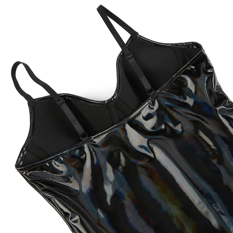 Gothic PU Leather Push-Up Corset Bodysuit & Underwire Bustier Shaper