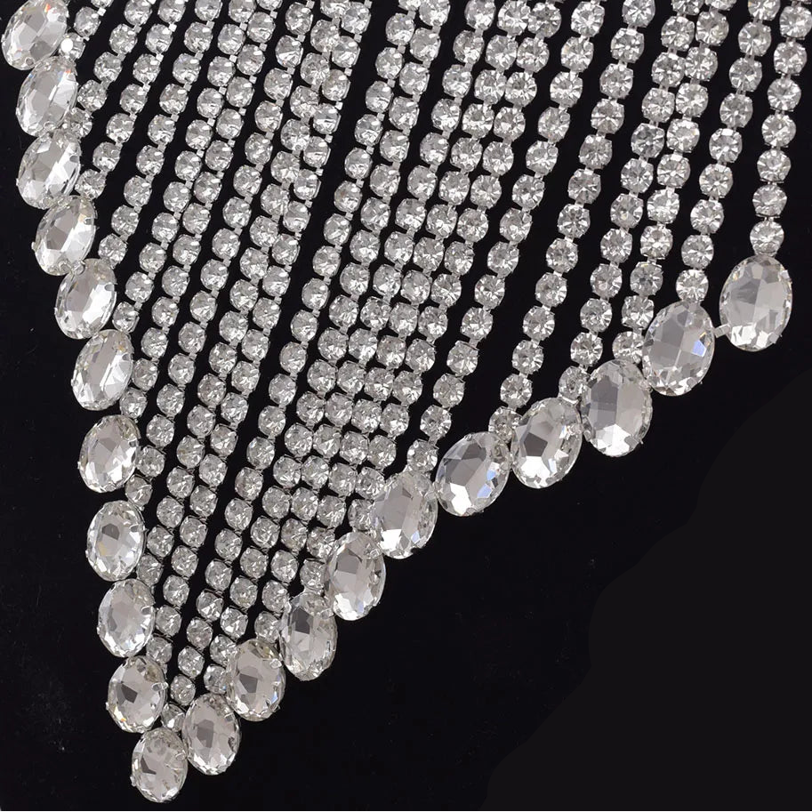 Rhinestone Tassel Fringe Necklace