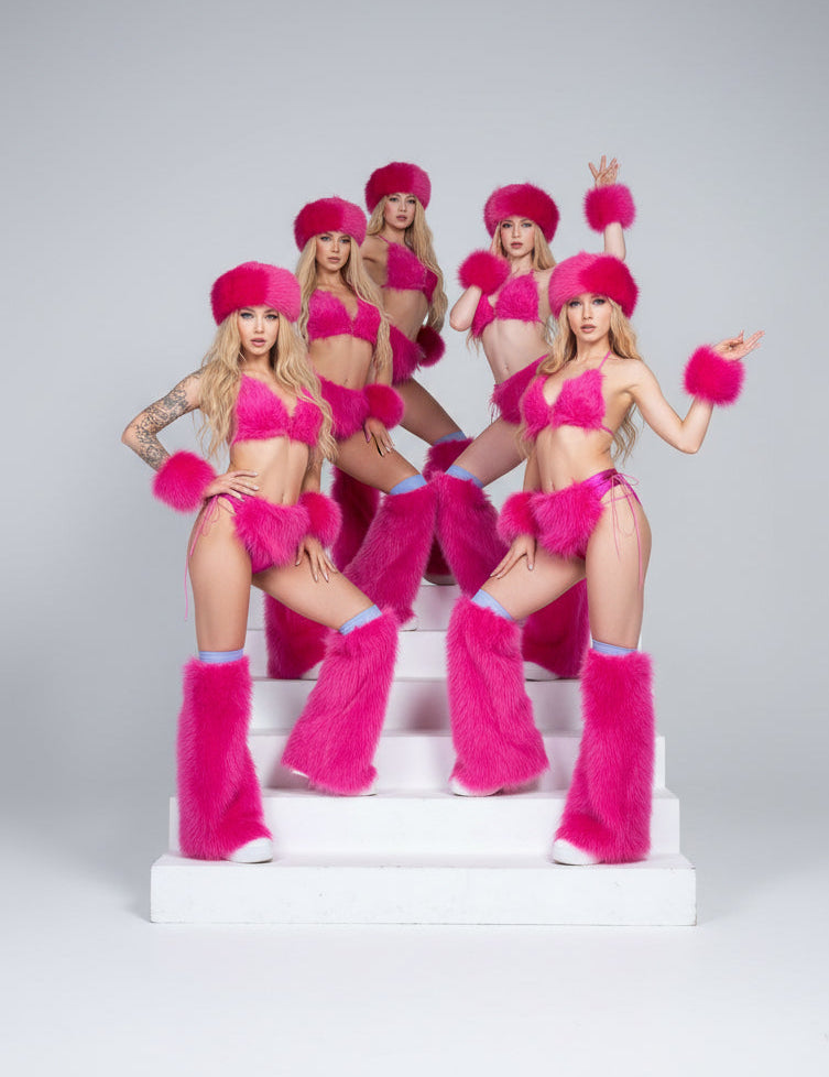 Sweetheart Rose Red & Baby Pink GOGO Bikini Stage Performance Costume Set