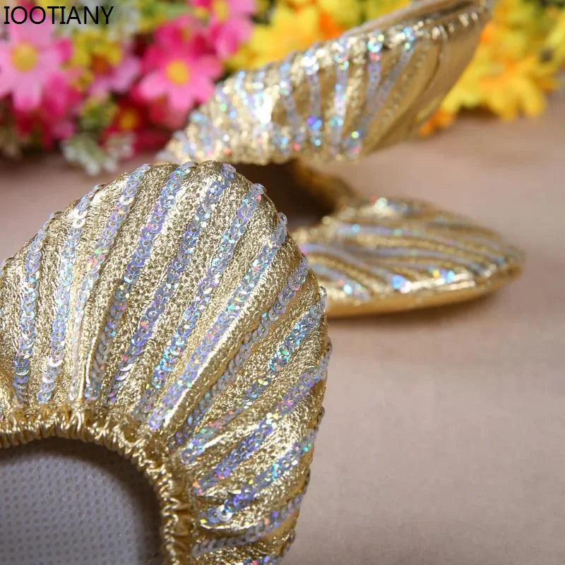 Gold Sequin Belly Dance & Gymnastics Flat Training Shoes