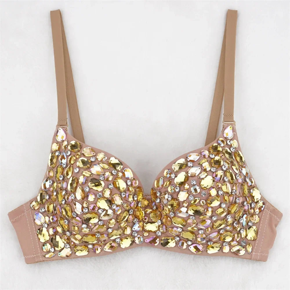 Sparkly Rhinestone Corset Top Showgirl Stage Performance Bustier Bra Top