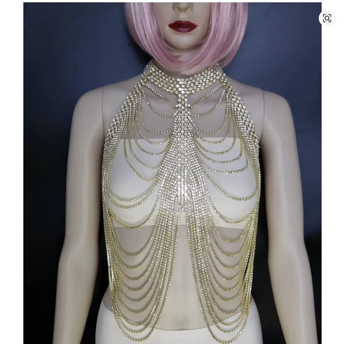 Crystal Tassel Bra & Skirt Costume Jewelry