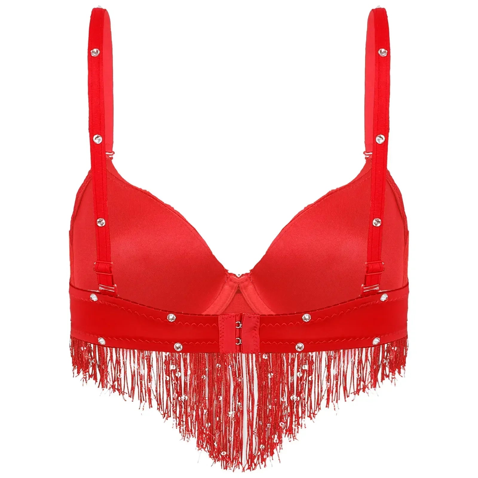 The Stardust Oasis Sirena – Sequined Tassel & Rhinestone Push-Up Belly Dance Bra Top