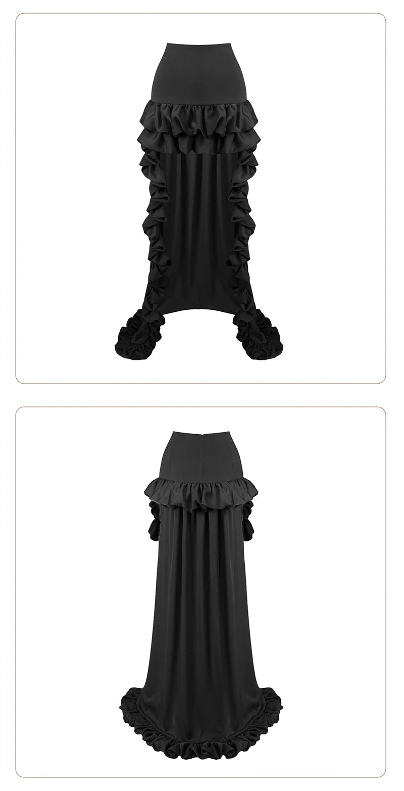 High-Waist High-Low Ruffle Skirt
