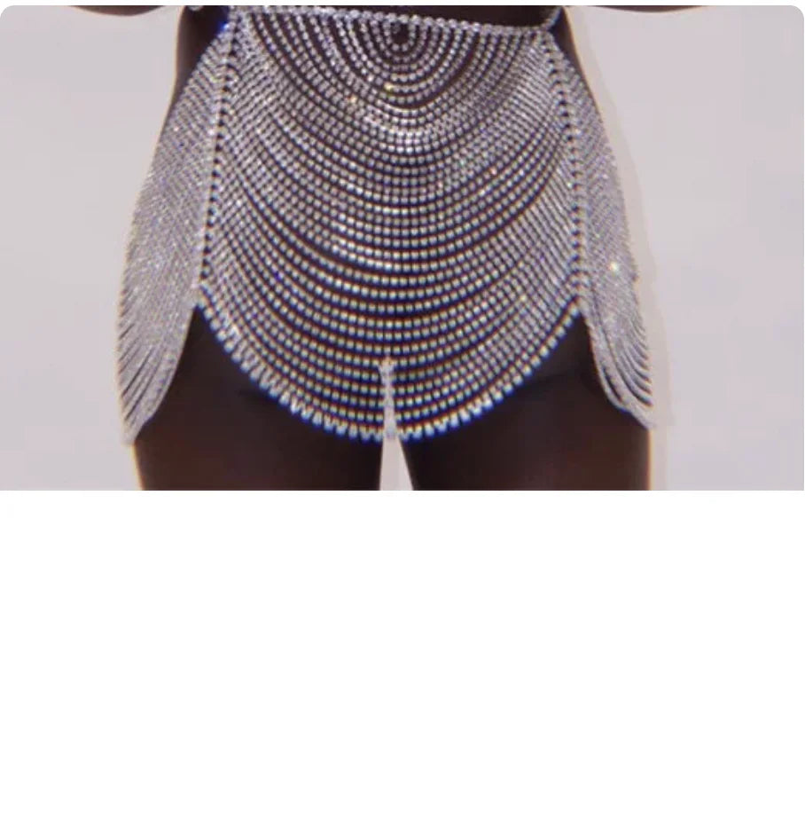 Rhinestone Fringe Vest & Skirt Body Jewelry