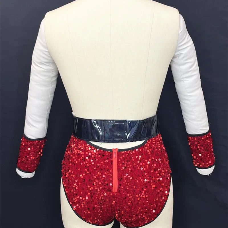 Sequined Rhinestone Bodysuit & Gogo Dance Performance Outfit