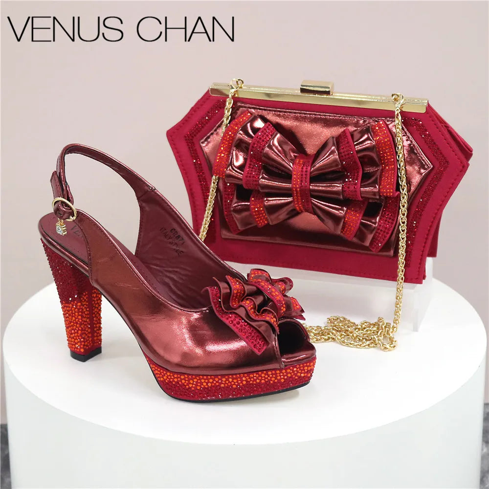 New Designer Specials Italian Women Heels Shoes and Bag Set