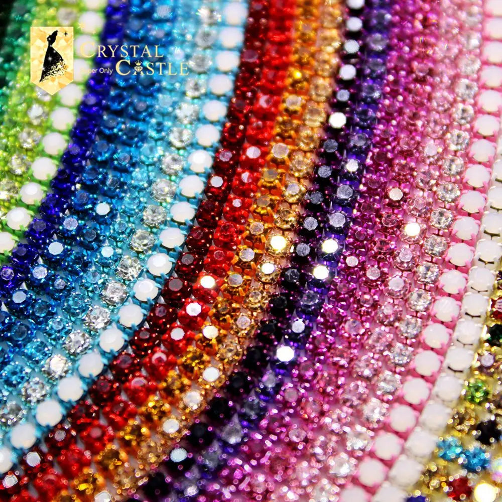 The Stardust Spectrum Stream – Premium Color-Matched Glass Crystal Rhinestone Cup Chain Trim