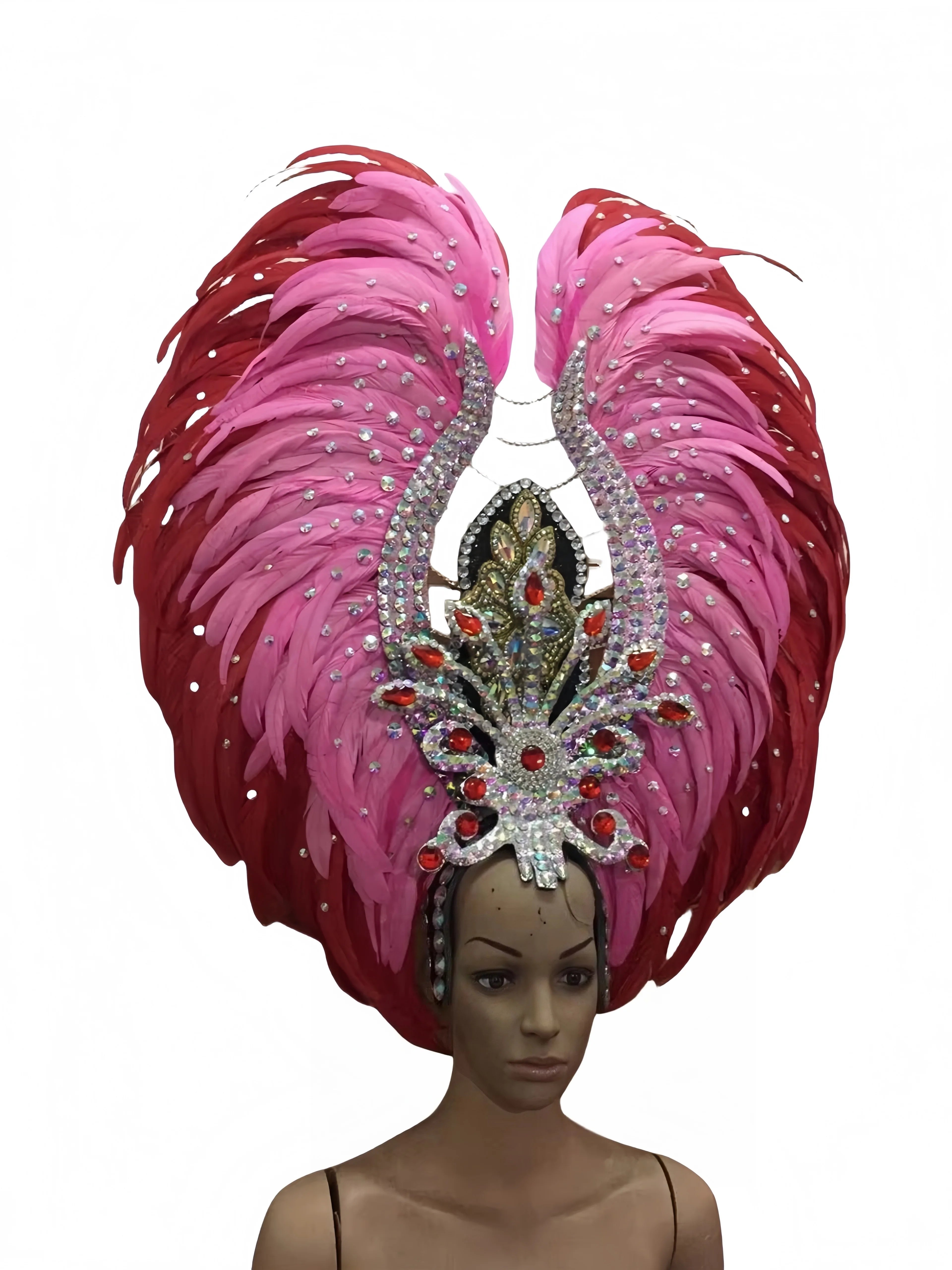 Feather headdress samba costume carnival halloween party bar performance hat makeup dance wings parade