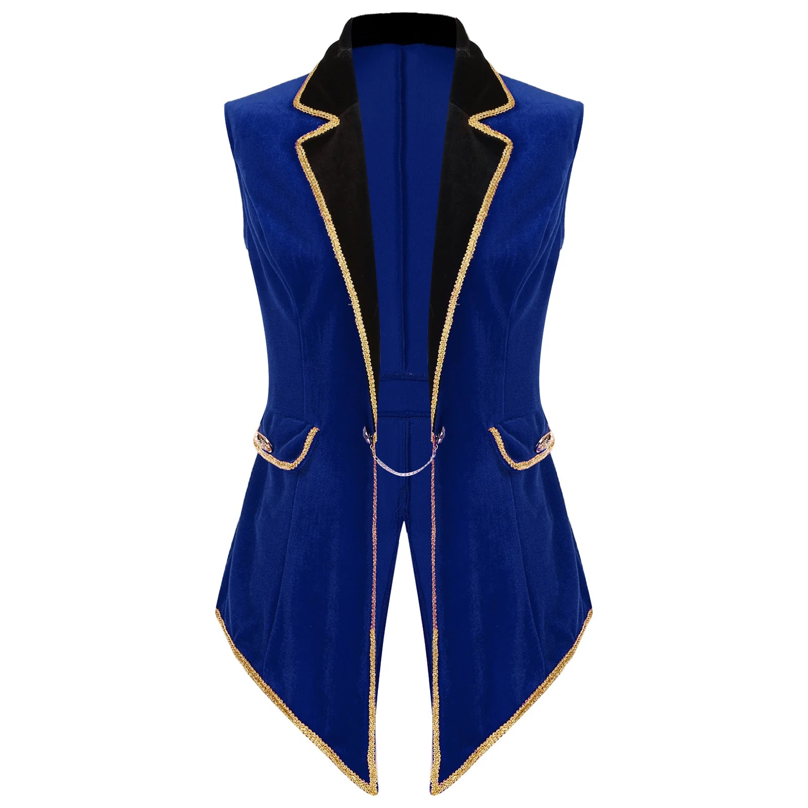 Velvet Circus Ringmaster Tailcoat Vest Marching Band Halloween Showman Outerwear