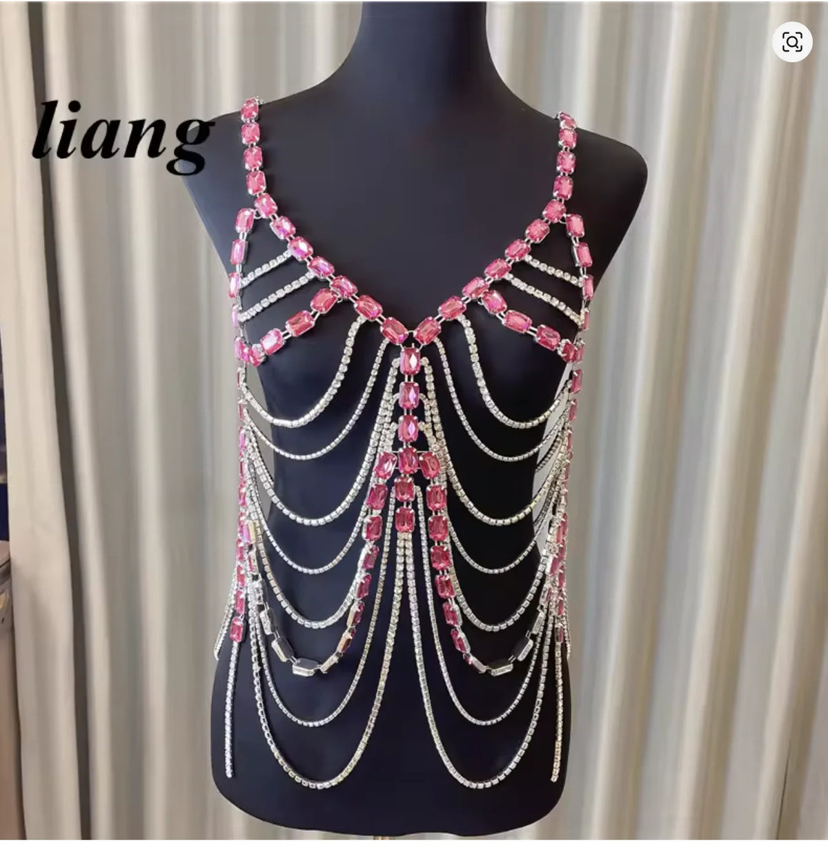 Red Rhinestone Bra & Thong Costume Jewelry
