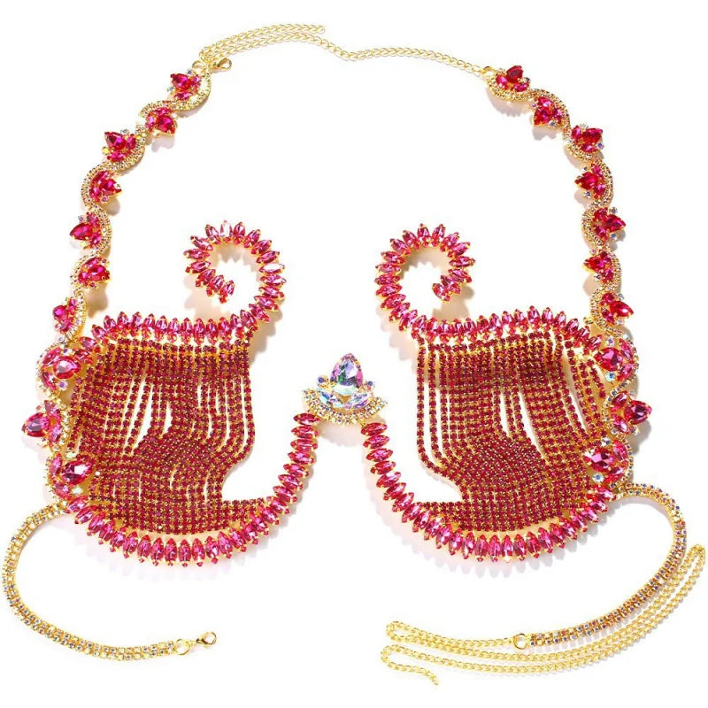 Shell Design Rhinestone Bra Chain