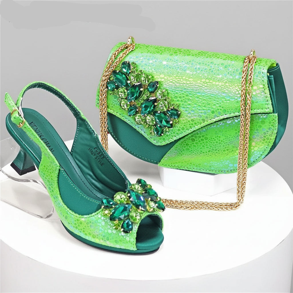Embellished Slingback Sandal & Jeweled Evening Bag Set