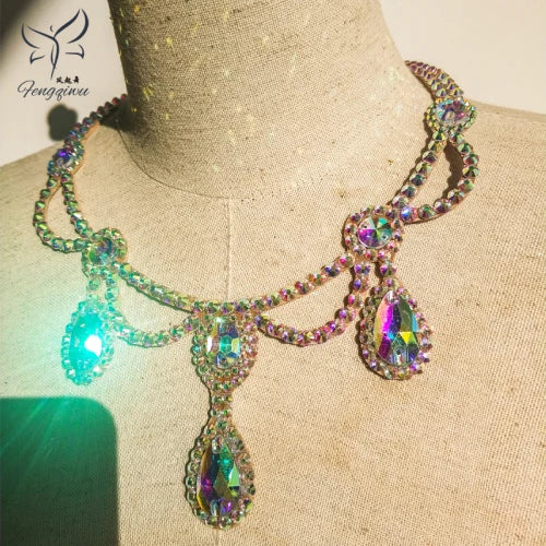 Rhinestone Latin Dance Statement Necklace