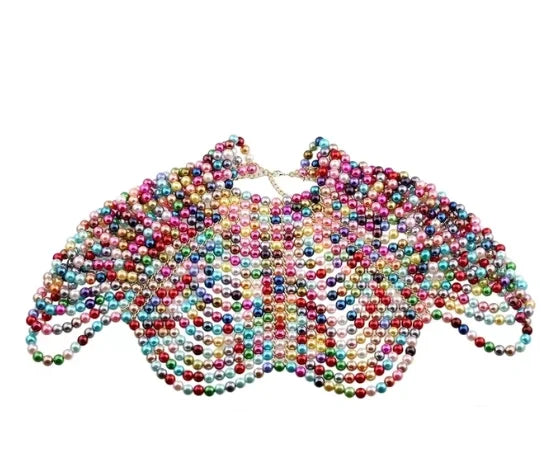 Showgirl Pearl Body Chain - Handmade Rhinestone Waist Chain Bra Harness for Rave & Burlesque Costumes